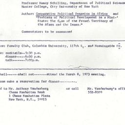 Announcements, 1973-03-08. ...