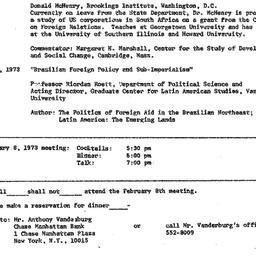 Announcements, 1973-02-08. ...