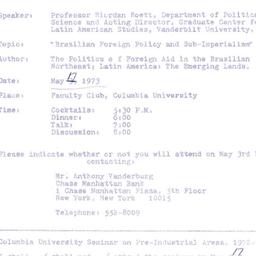 Announcements, 1973-05-17. ...