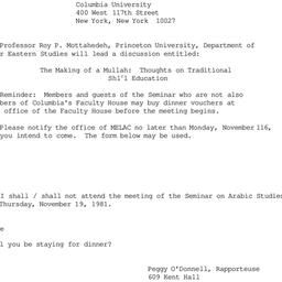 Announcements, 1981-11-19. ...