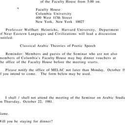 Announcements, 1981-10-22. ...