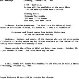 Announcements, 1980-10-23. ...