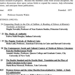 Schedules, Arabic Studies, ...