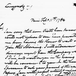 [Document, 1784 February 11]