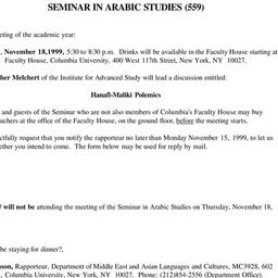 Announcements, 1999-11-18. ...
