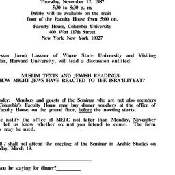 Announcements, 1987-11-12. ...
