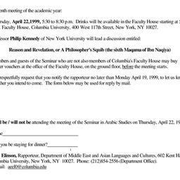 Announcements, 1999-04-22. ...