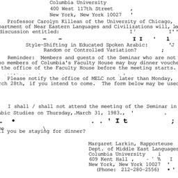 Announcements, 1983-03-31. ...