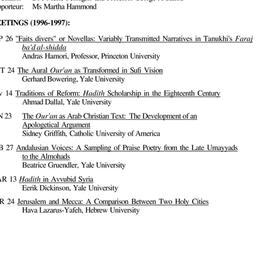Schedules, Arabic Studies, ...