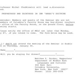 Announcements, 1986-01-30. ...
