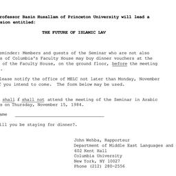 Announcements, 1984-11-15. ...