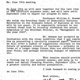 Announcements, 1976-06-14. ...