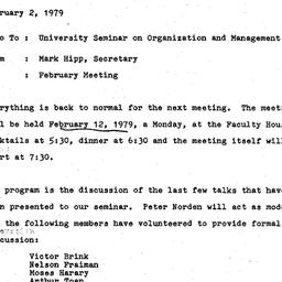 Announcements, 1979-02-02. ...