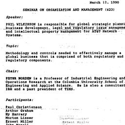 Minutes, 1990-03-12. Organi...