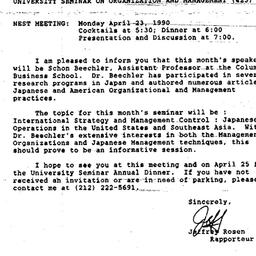 Announcements, 1990-04-06. ...