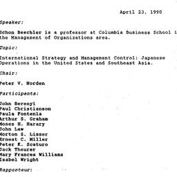 Minutes, 1990-04-23. Organi...