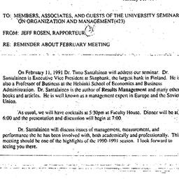 Announcements, 1991-01-30. ...