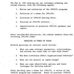 Minutes, 1991-05-06. Organi...