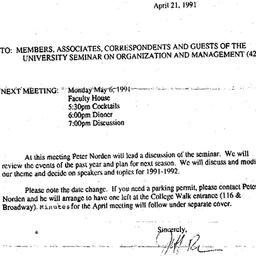 Announcements, 1991-04-21. ...