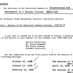 Correspondence, Organizatio...