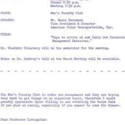 Announcements, 1964-04-02. ...