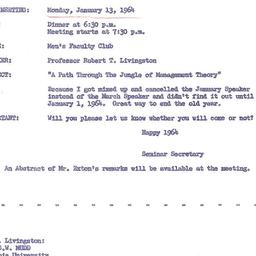 Announcements, 1964-01-02. ...