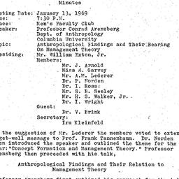 Minutes, 1969-01-13. Organi...