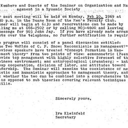 Announcements, 1969-02-10. ...