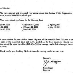 Correspondence, 2001-05-22....
