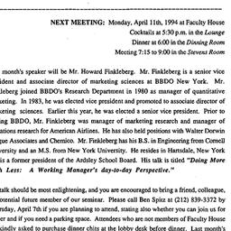 Announcements, 1994-04-11. ...