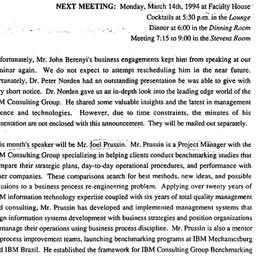 Announcements, 1994-03-14. ...