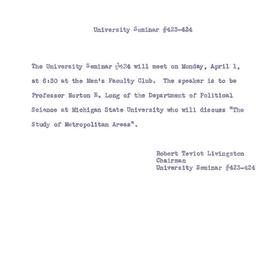 Announcements, 1957-04-01. ...