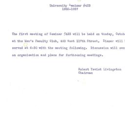 Announcements, 1956-10-01. ...