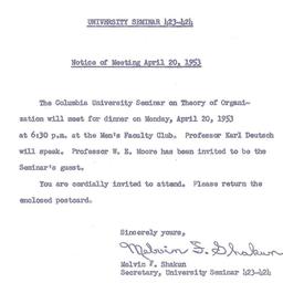 Announcements, 1953-04-07. ...