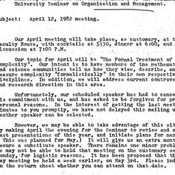 Announcements, 1982-03-16. ...