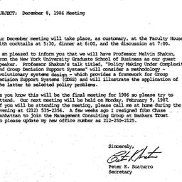 Announcements, 1986-11-26. ...