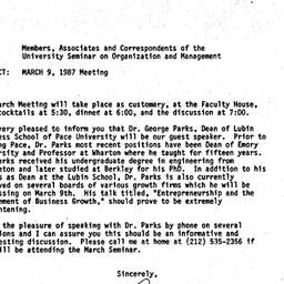 Announcements, 1987-03-09. ...