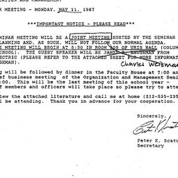 Announcements, 1987-04-27. ...
