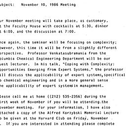 Announcements, 1986-10-24. ...