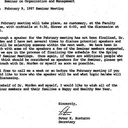 Announcements, 1987-01-05. ...