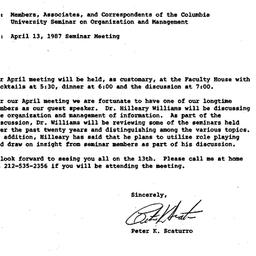 Announcements, 1987-04-13. ...