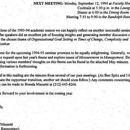Announcements, 1994-09-12. ...