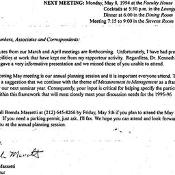 Announcements, 1995-05-08. ...