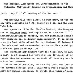 Announcements, 1981-04-20. ...