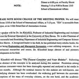 Announcements, 1993-02-08. ...
