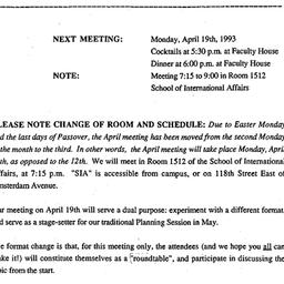 Announcements, 1993-04-19. ...