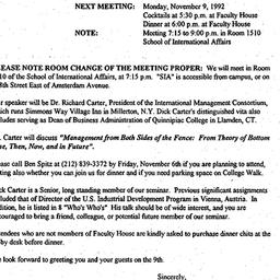 Announcements, 1992-11-09. ...