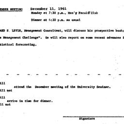 Announcements, 1961-12-11. ...