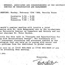 Announcements, 1989-01-31. ...
