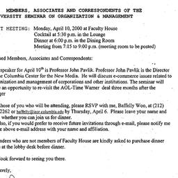 Announcements, 2000-04-10. ...